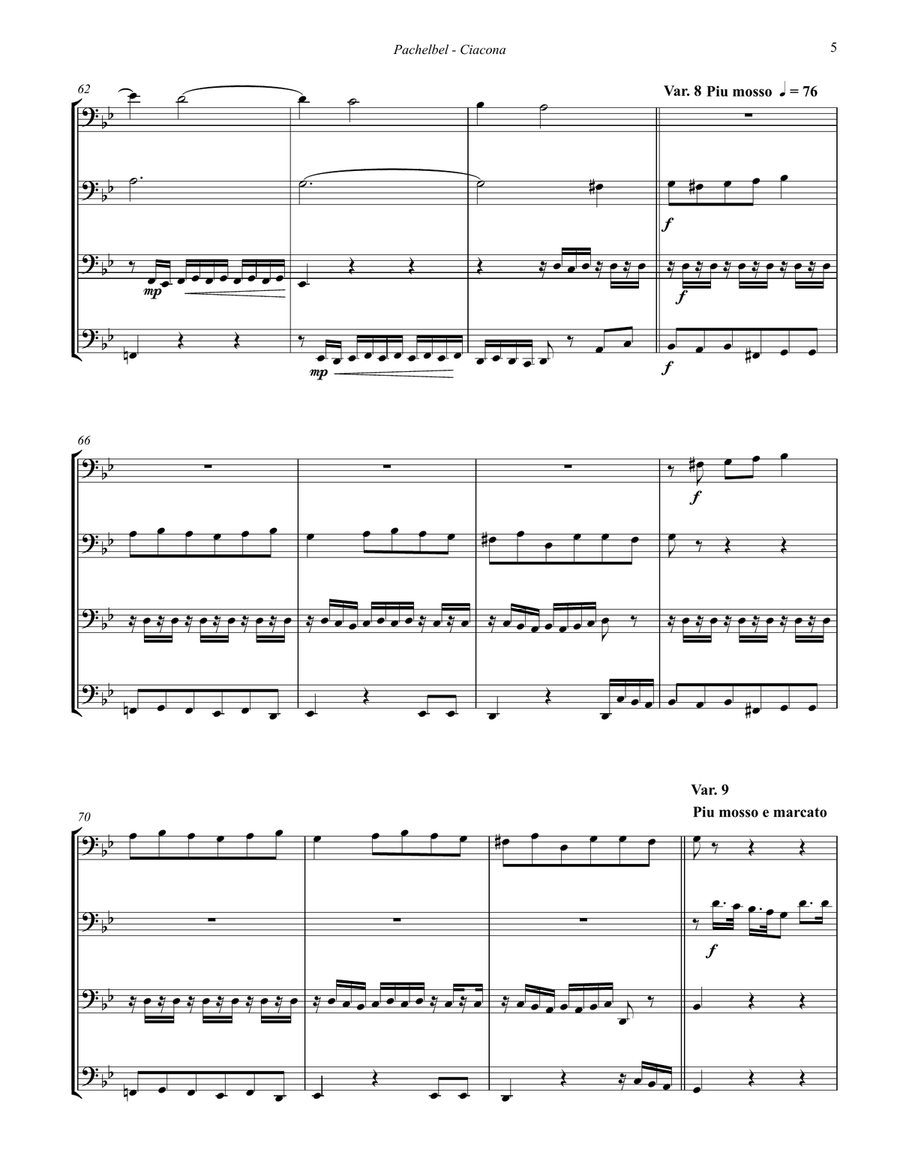 Ciacona - Theme & 22 Variations for Tuba Quartet Tuba Quartet scores gallery preview page 5