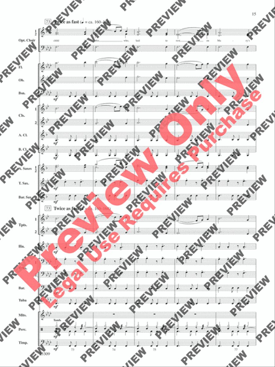 Merry Christmas to All (A Medley of Carols) Concert Band scores gallery preview page 16