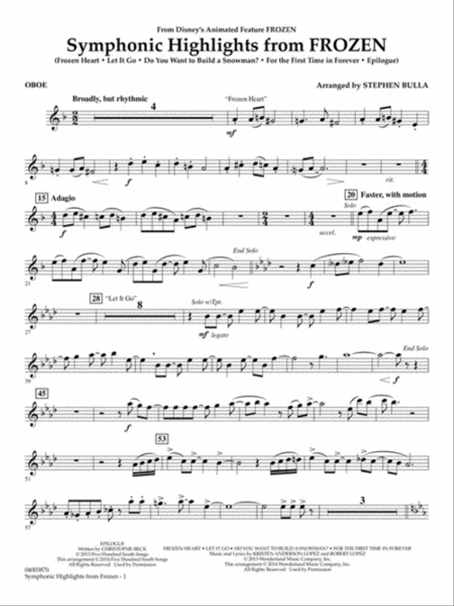 Symphonic Highlights from “Frozen” Concert Band scores gallery preview page 6