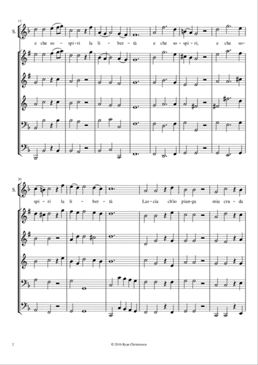Lascia Ch'io Pianga Small Ensemble scores gallery preview page 2