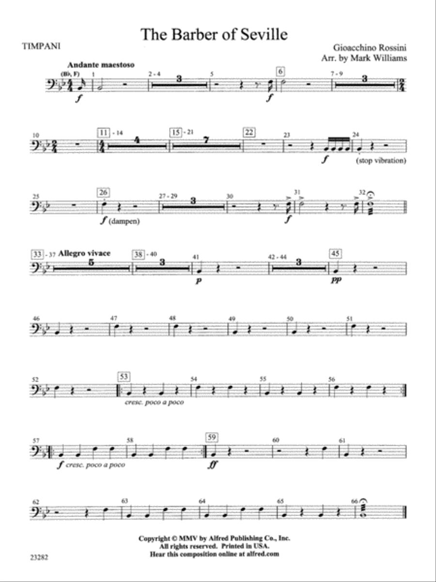 The Barber of Seville: Timpani Concert Band scores gallery preview page 1
