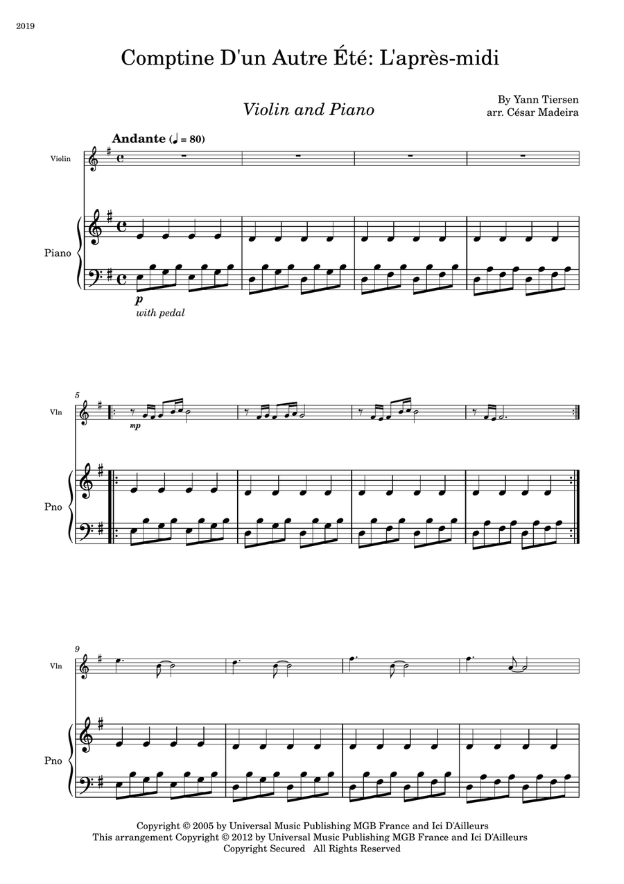 Comptine D'un Autre Été: L'après-midi Violin Solo scores gallery preview page 2