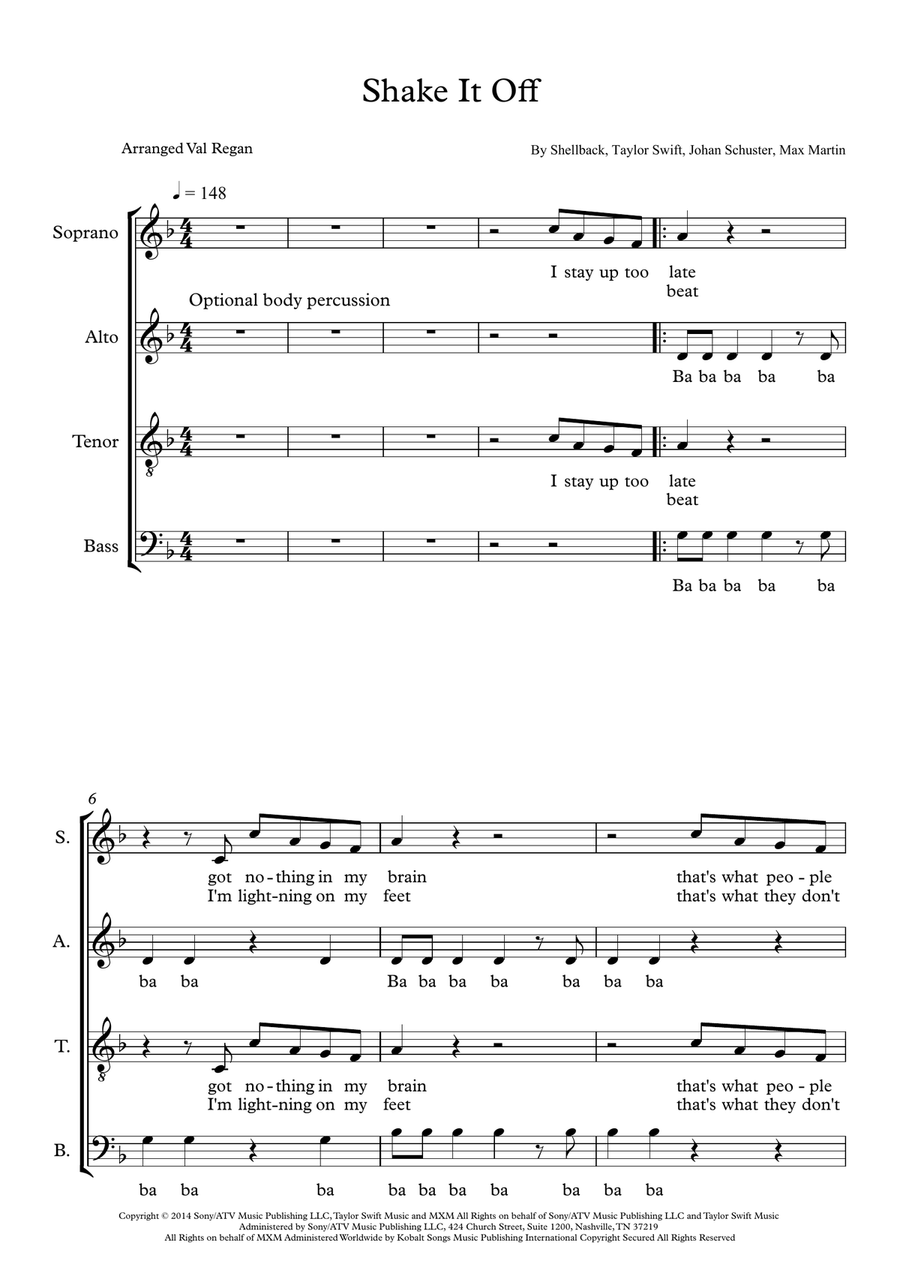 Shake It Off 4-Part scores gallery preview page 1