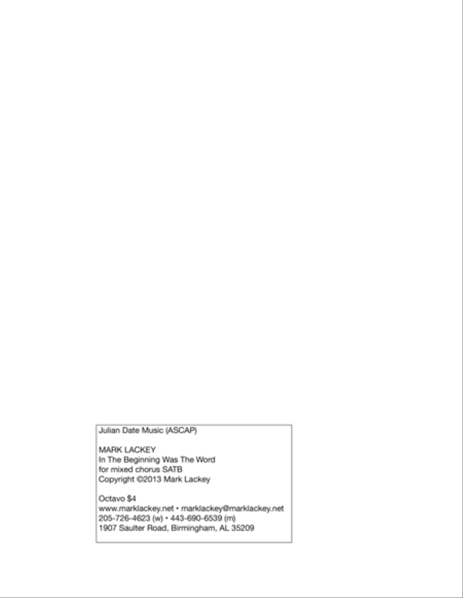 In The Beginning Was The Word 4-Part scores gallery preview page 2