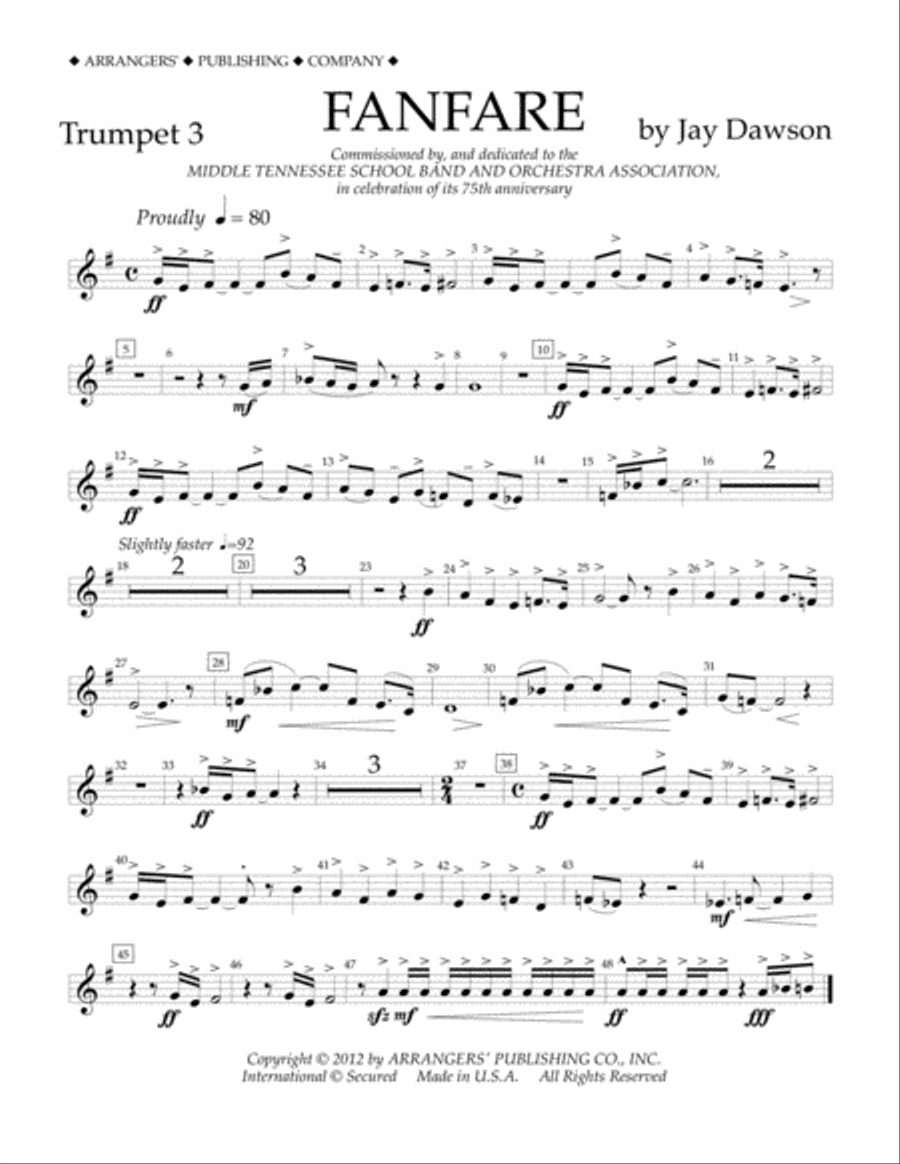 Fanfare - Trumpet 3 Concert Band scores gallery preview page 1