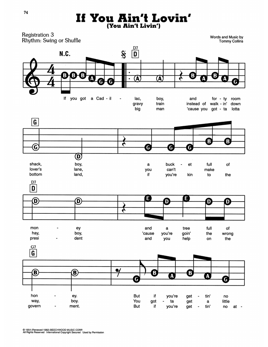 If You Ain't Lovin' (You Ain't Livin') Electronic Keyboard scores gallery preview page 1