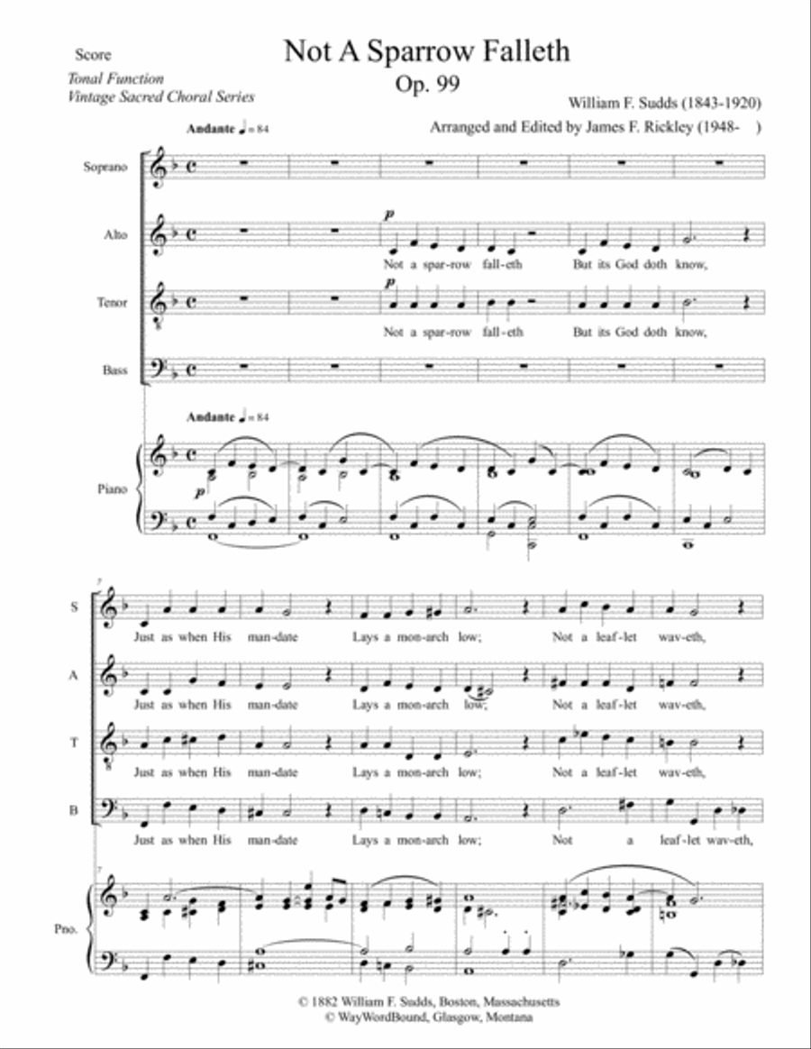 Not A Sparrow Falleth 4-Part scores gallery preview page 1