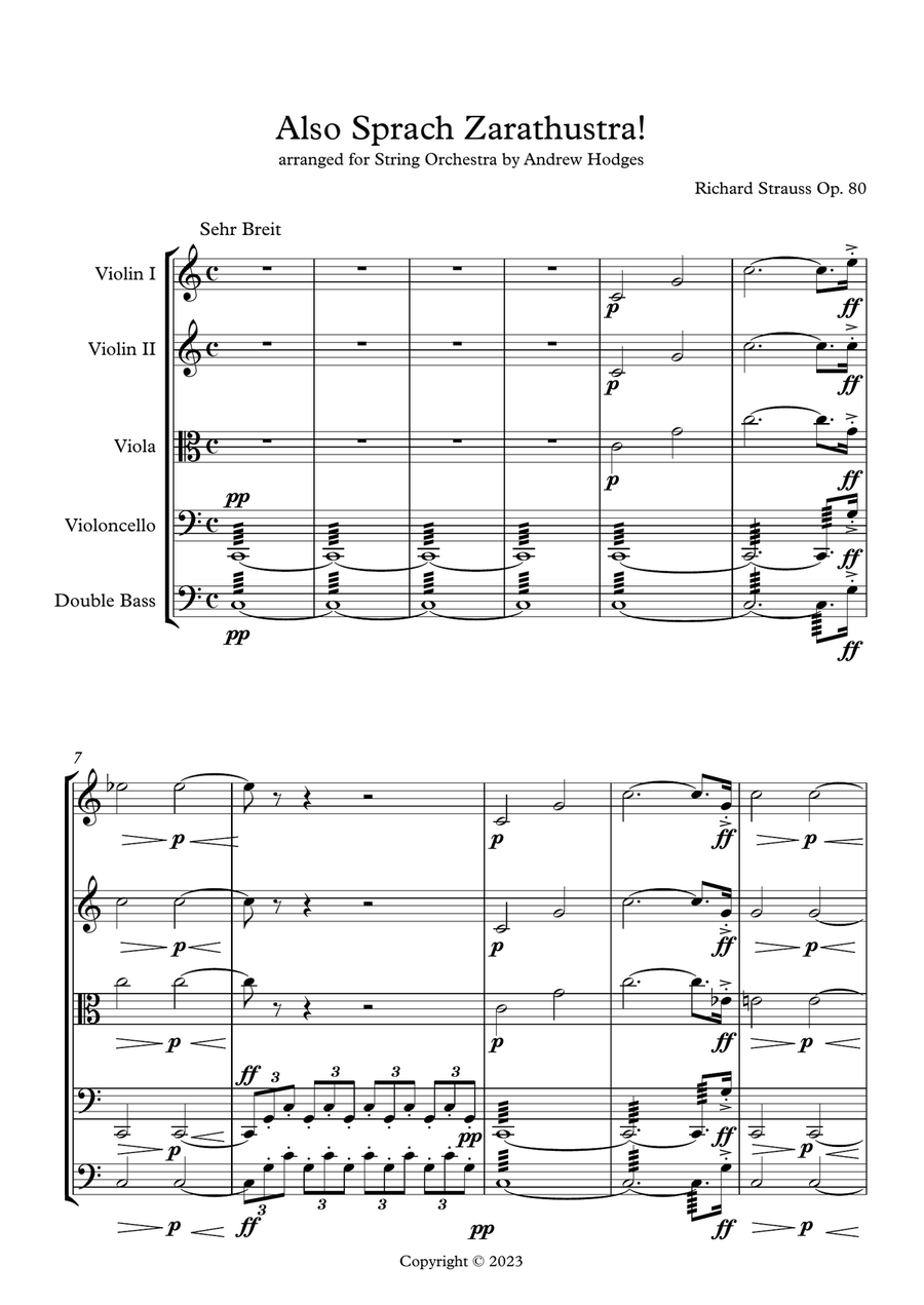 (Introduction) Also Sprach Zarathustra String Orchestra scores gallery preview page 1