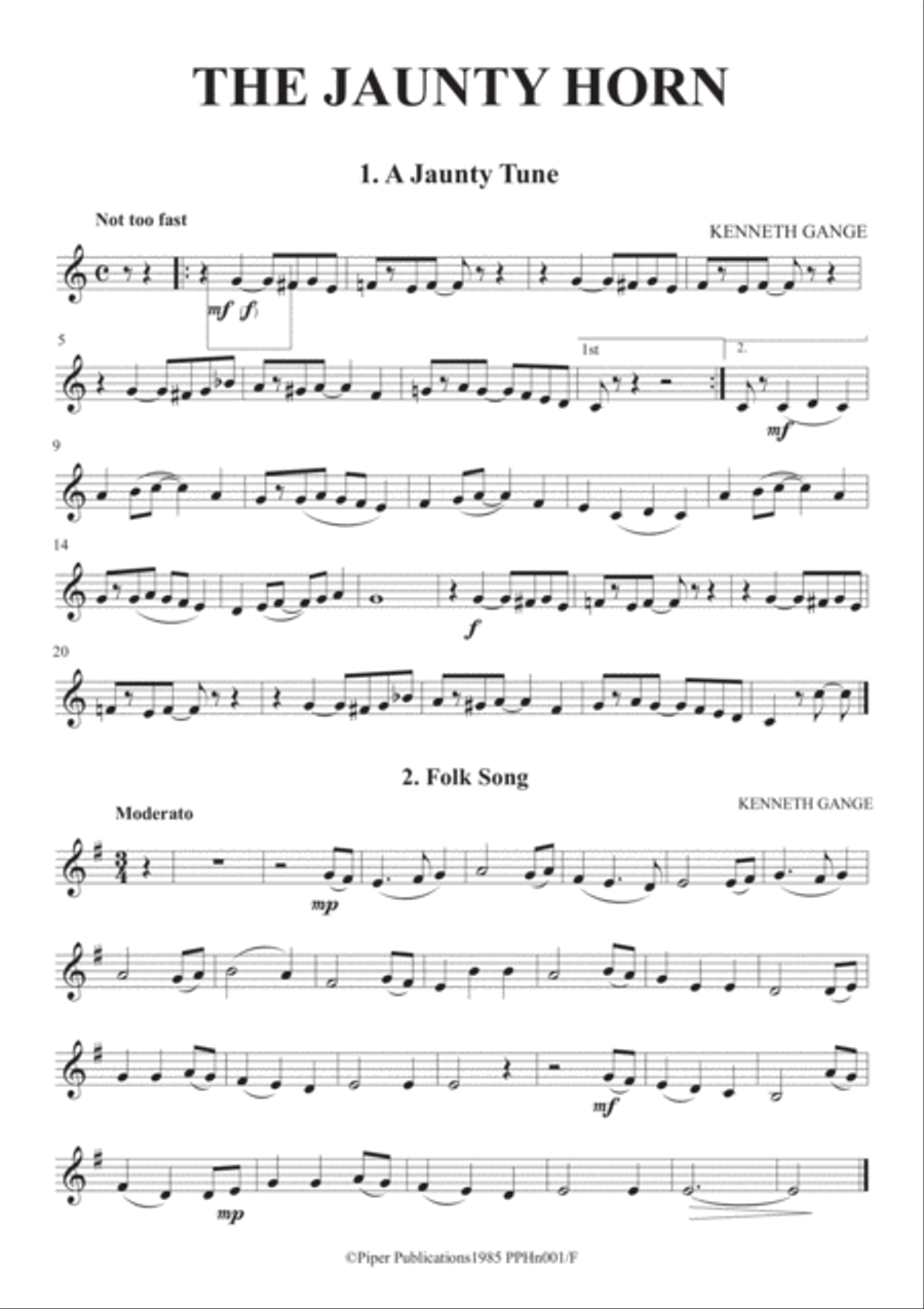 GANGE THE JAUNTY HORN Brass Duet scores gallery preview page 1
