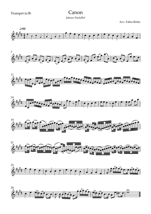 Canon - Johann Pachelbel (Wedding/Reduced Version) for Trumpet in Bb Solo