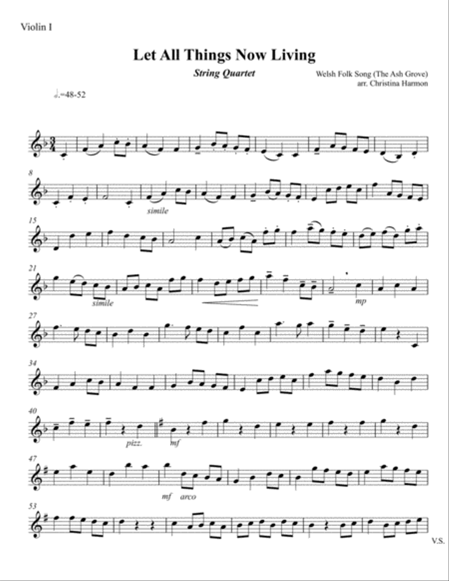 Let All Things Now Living – String Quartet String Quartet scores gallery preview page 4