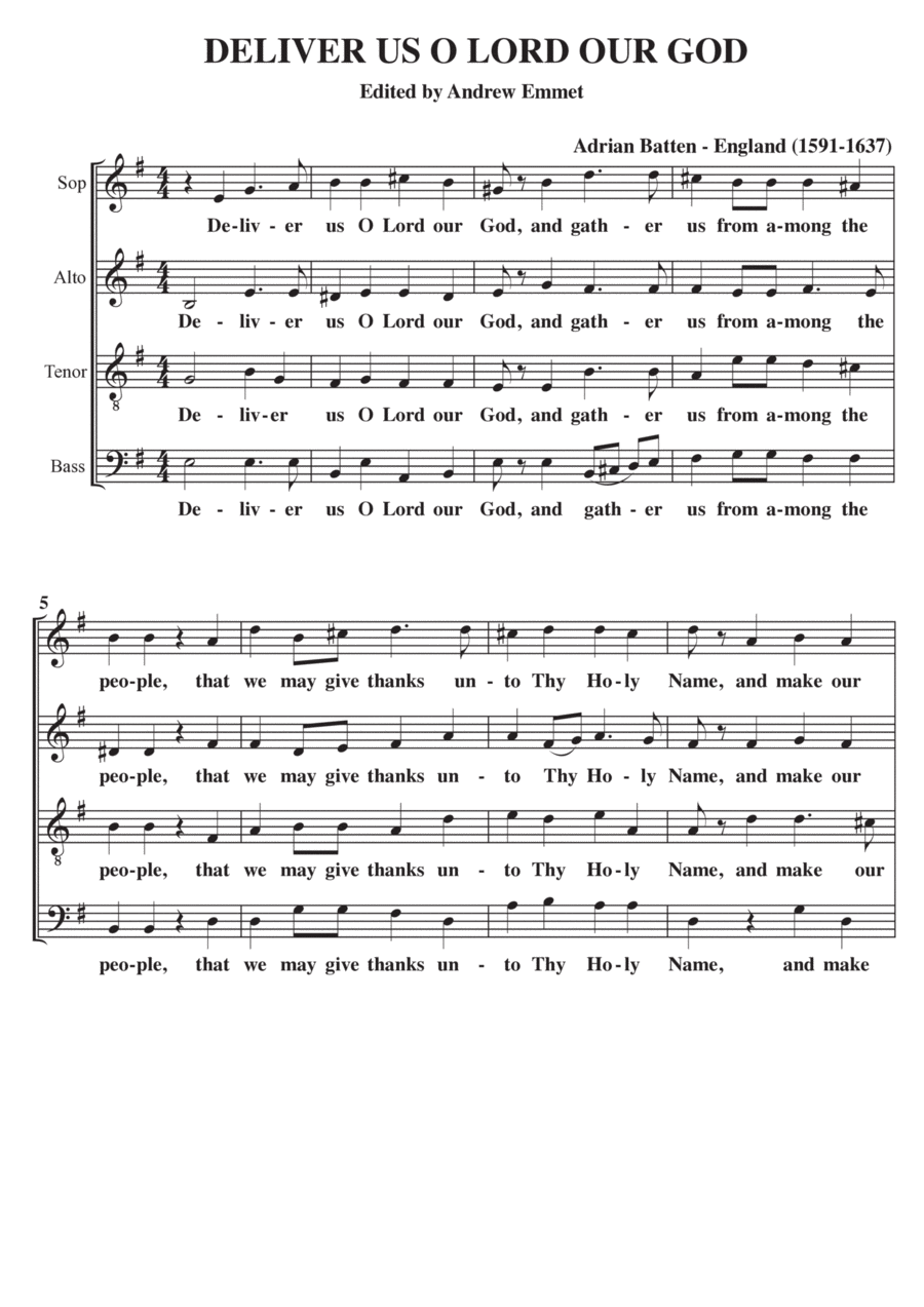 Deliver Us O Lord Our God A Cappella SATB 4-Part scores gallery preview page 1