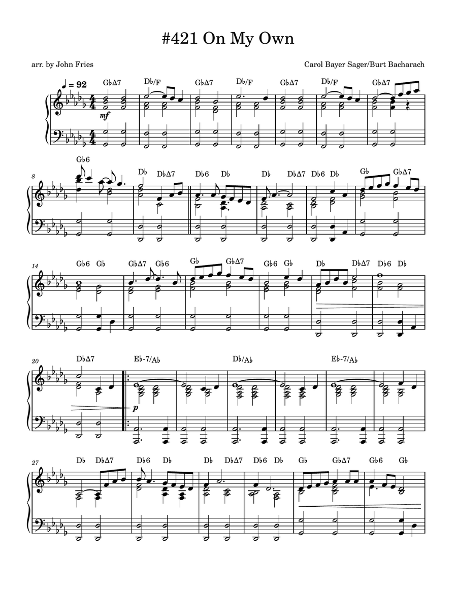 On My Own Piano Solo scores gallery preview page 1