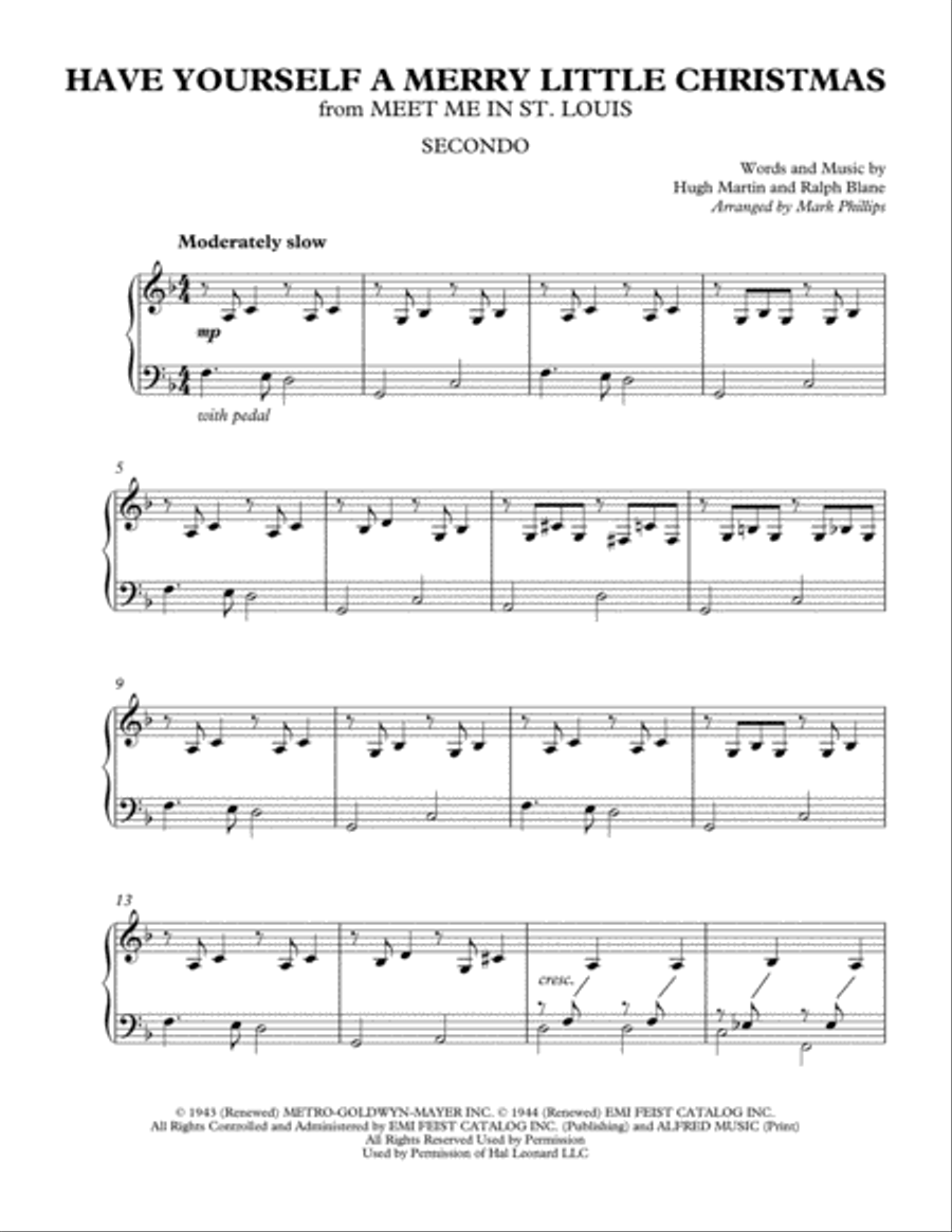 Have Yourself A Merry Little Christmas from MEET ME IN ST. LOUIS 1 Piano, 4-Hands scores gallery preview page 1