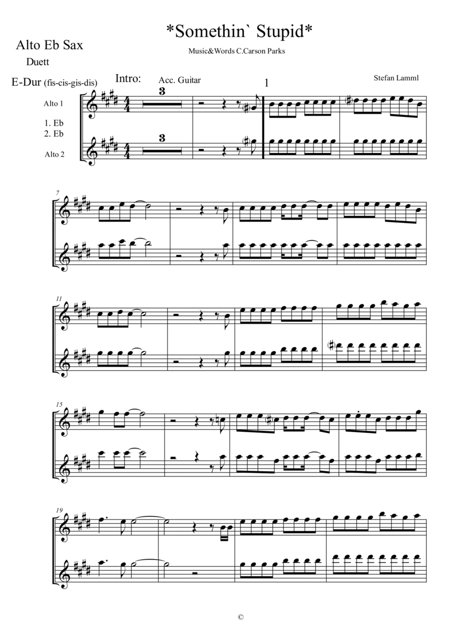 Somethin' Stupid Woodwind Duet scores gallery preview page 1
