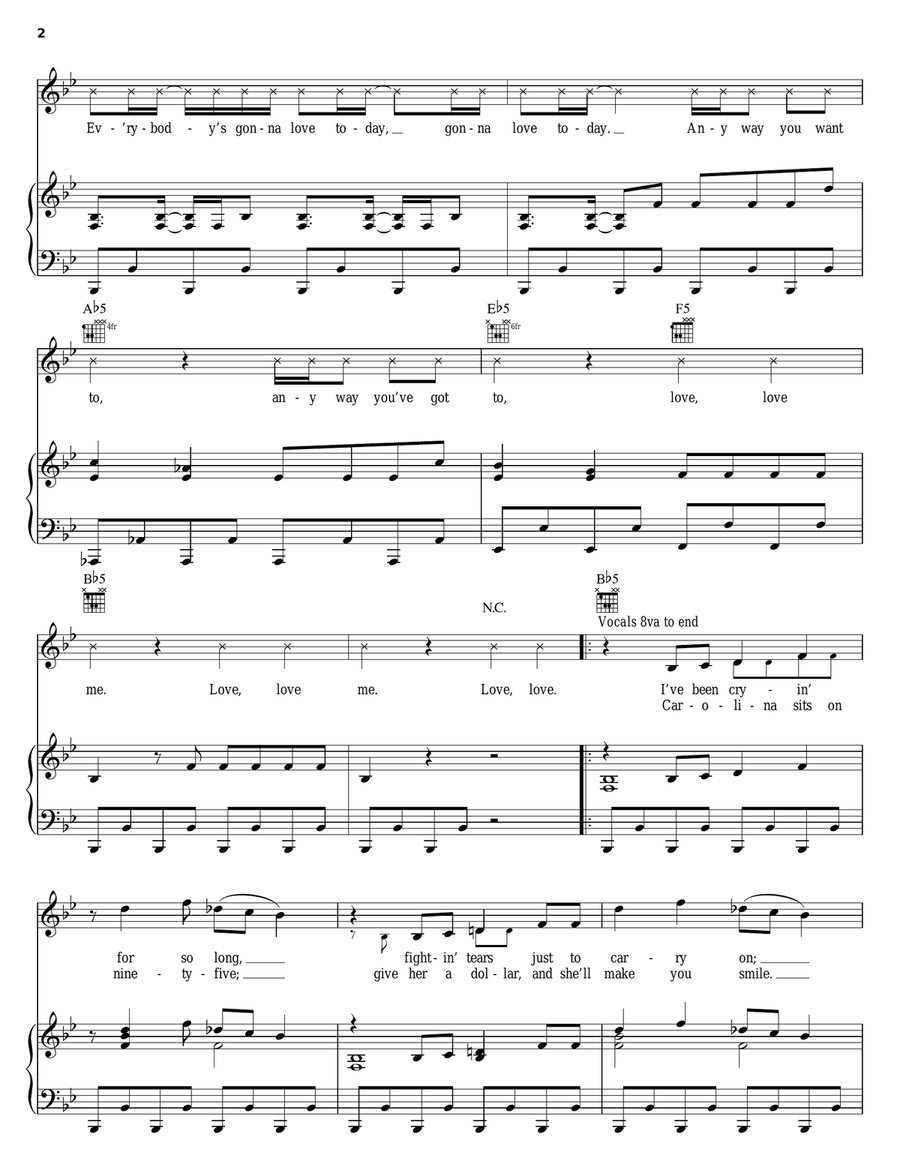 Love Today Piano, Vocal, Guitar scores gallery preview page 2