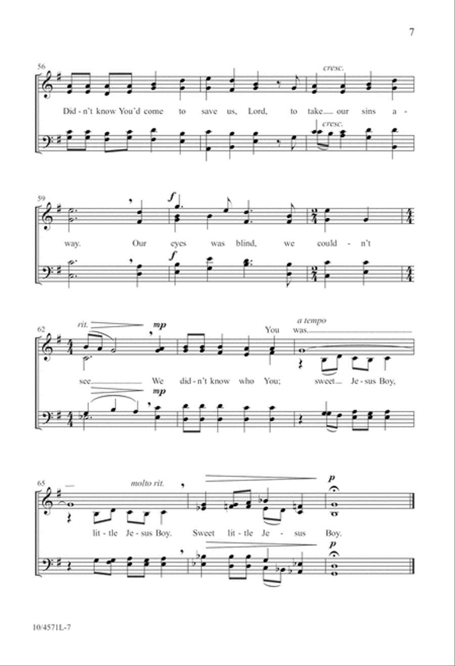 Sweet Little Jesus Boy 4-Part scores gallery preview page 8