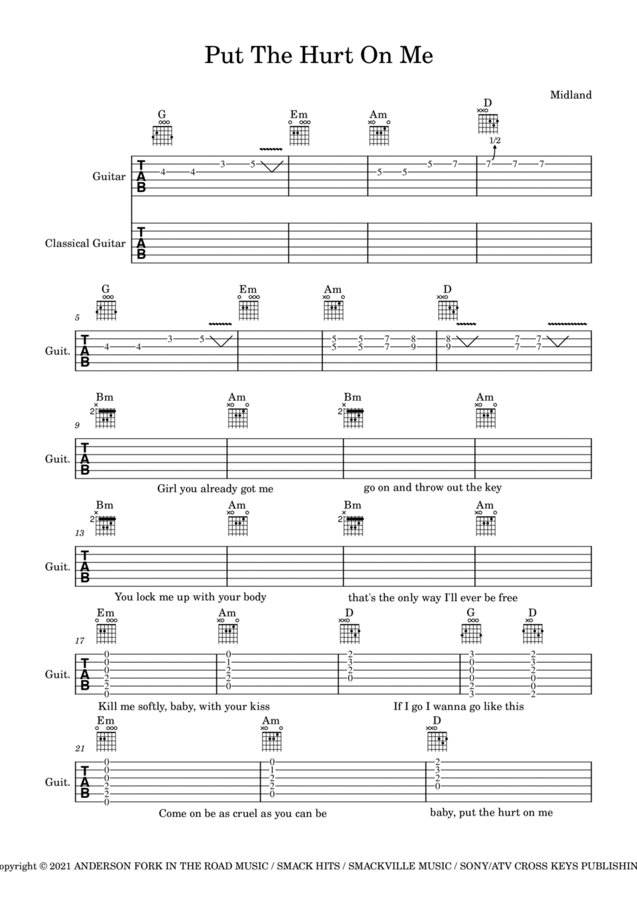 Put The Hurt On Me Put The Hurt On Me Guitar Tablature scores gallery preview page 1