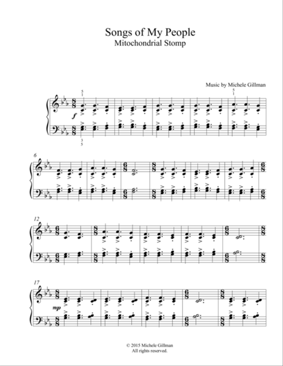 Songs from My People - Mitochondrial Stomp Piano Solo scores gallery preview page 1