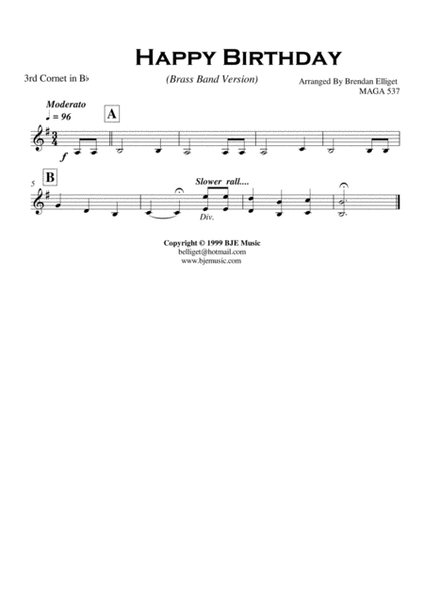 Happy Birthday - Brass Band Score and Parts PDF image number null