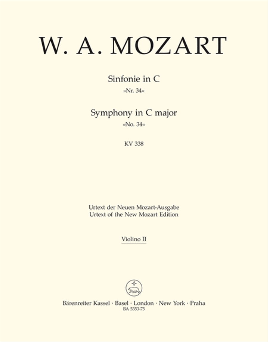 Symphony, No. 34 C major, KV 338 Violin scores gallery preview page 1