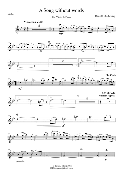 A Song Without Words for Violin and Piano image number null
