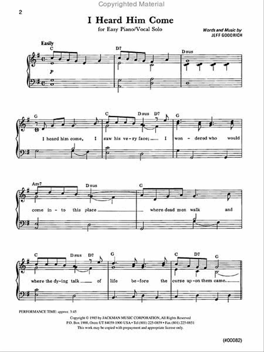 I Heard Him Come - Piano Solo/Vocal Solo Voice Solo scores gallery preview page 2