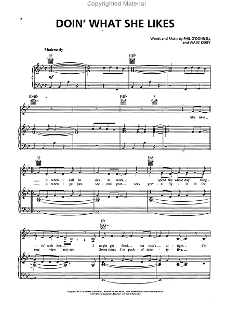 Doin' What She Likes Piano, Vocal, Guitar scores gallery preview page 2