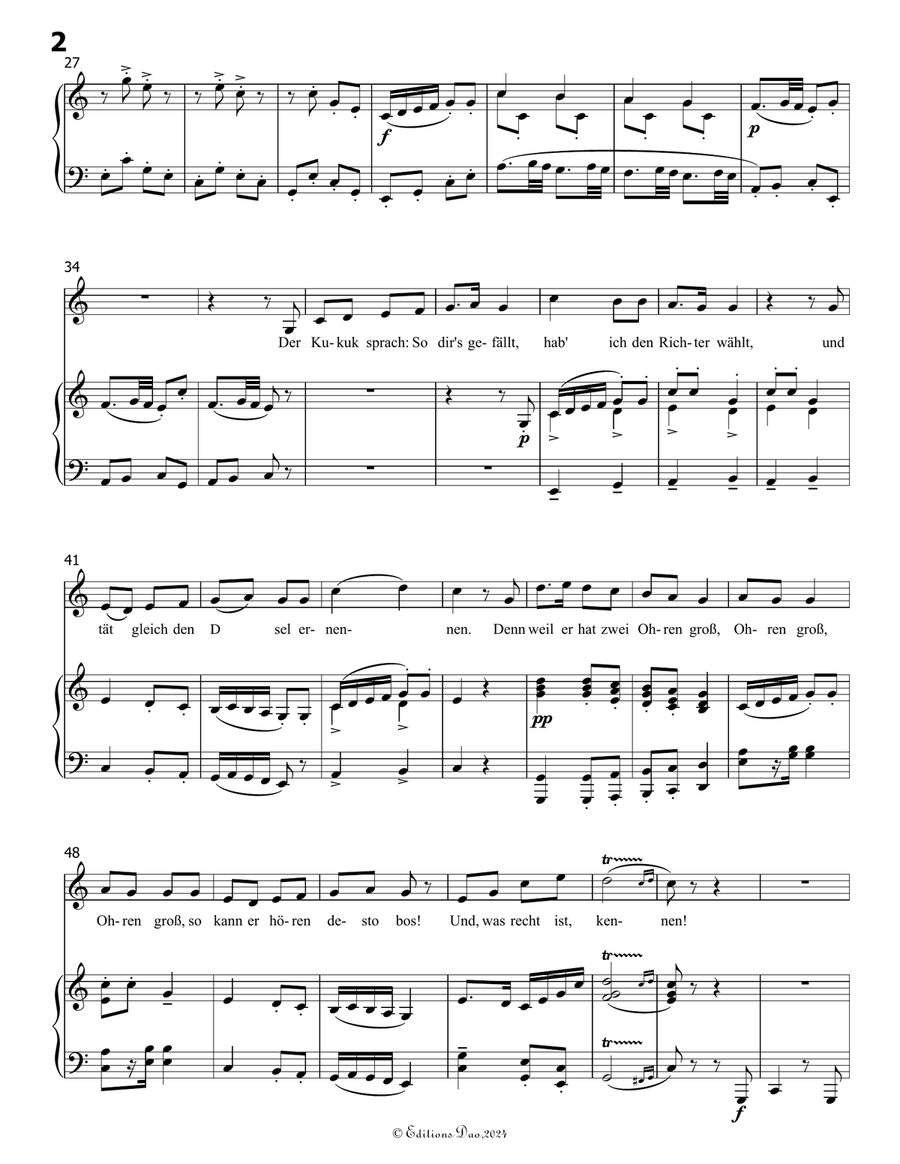 Lob des hohen Verstandes, by Mahler, in C Major Piano, Vocal scores gallery preview page 4