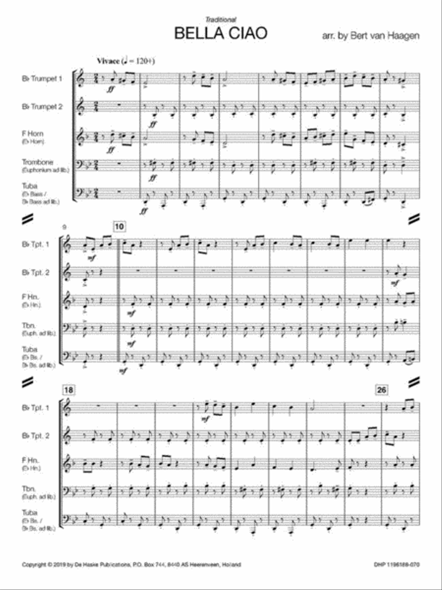 Bella Ciao Brass Quintet scores gallery preview page 3