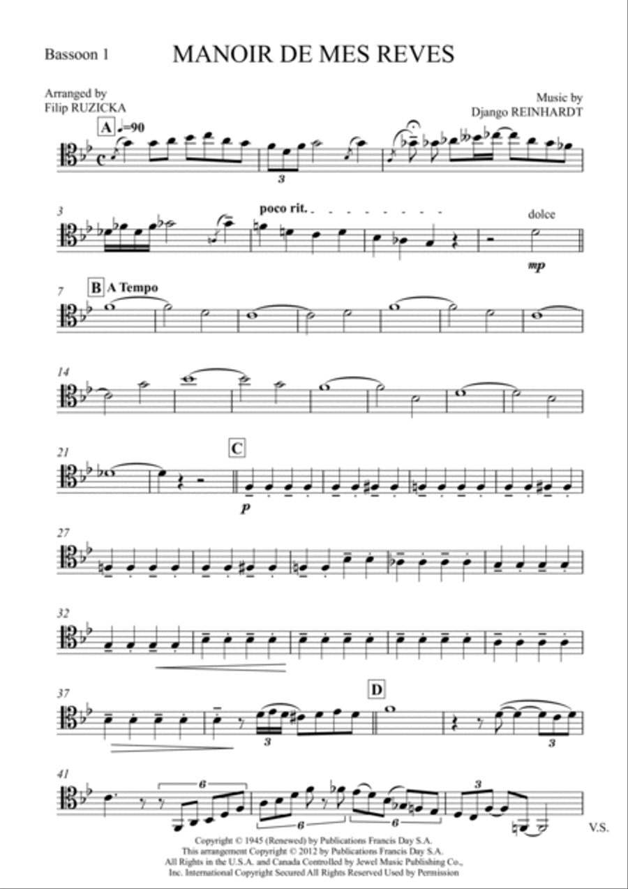 Manoir De Mes Reves (django's Castle) Bassoon Quartet scores gallery preview page 5
