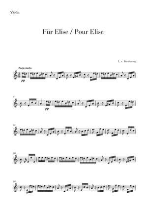 Book cover for Pour Elise (Für Elise) for Violin