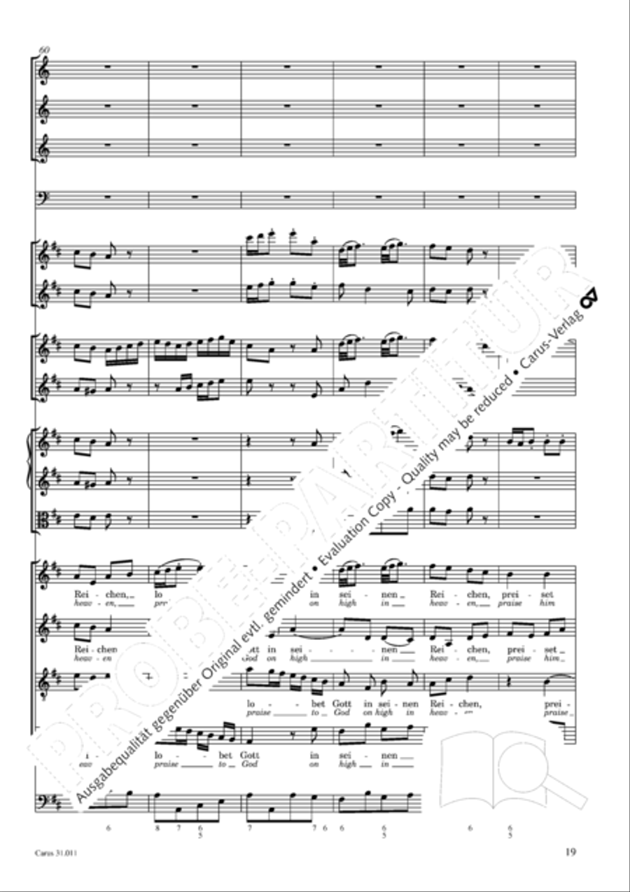 Lobet Gott in seinen Reichen (Himmelfahrtsoratorium) 4-Part scores gallery preview page 20