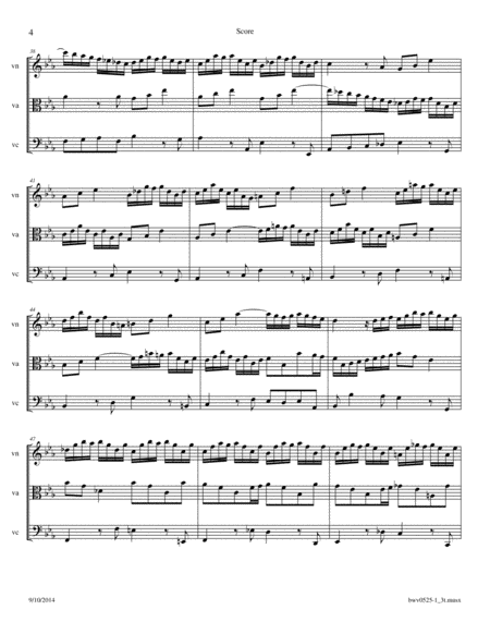 Bach: Triosonata BWV 525 1st movement arrange for Violin, Viola and Cello or 2 Violins, and Cello image number null