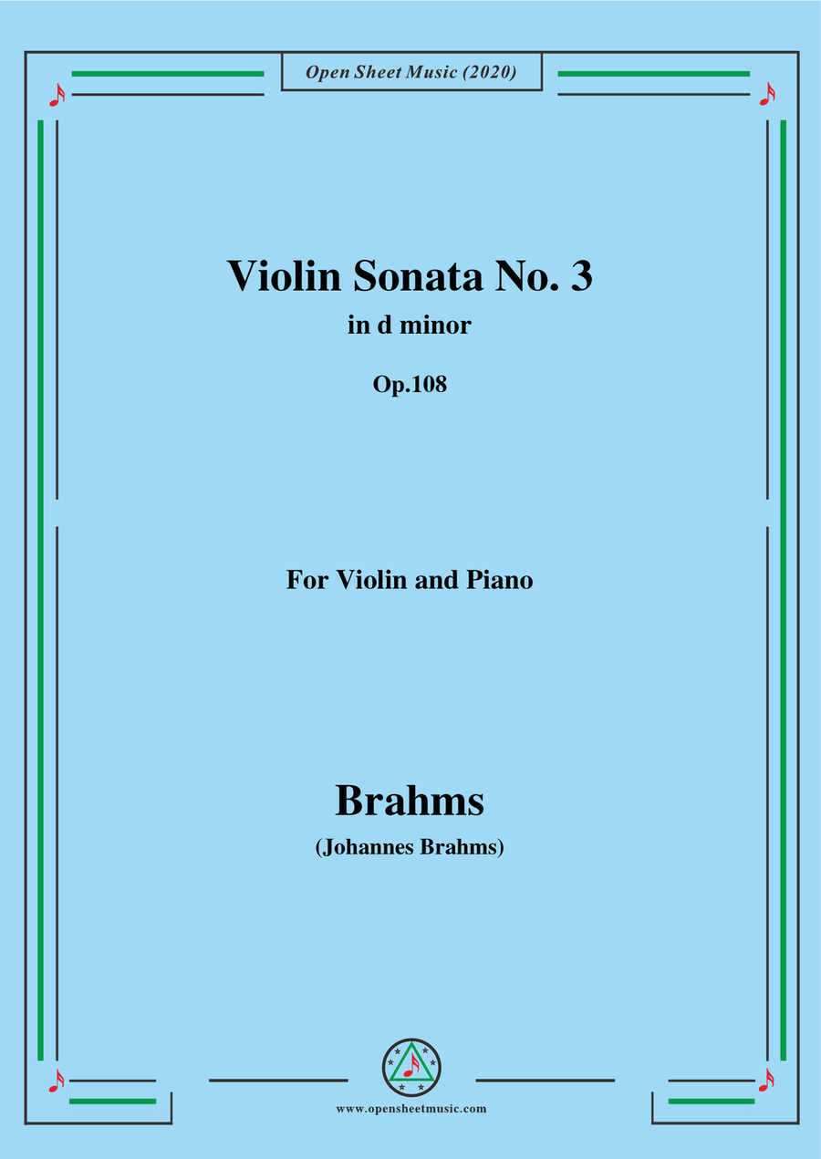 Brahms-Violin Sonata No. 3 in d minor,Op.108,for Violin and Piano Violin Solo scores gallery preview page 1