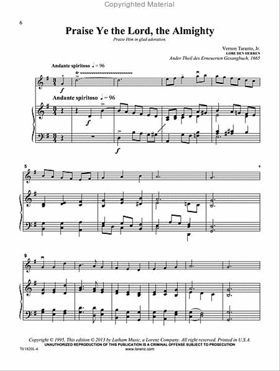 Praise Ye the Lord Violin Solo scores gallery preview page 2