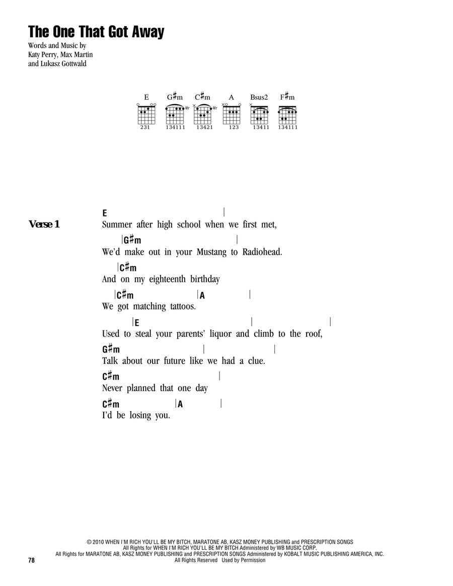 The One That Got Away The One That Got Away Acoustic Guitar scores gallery preview page 1