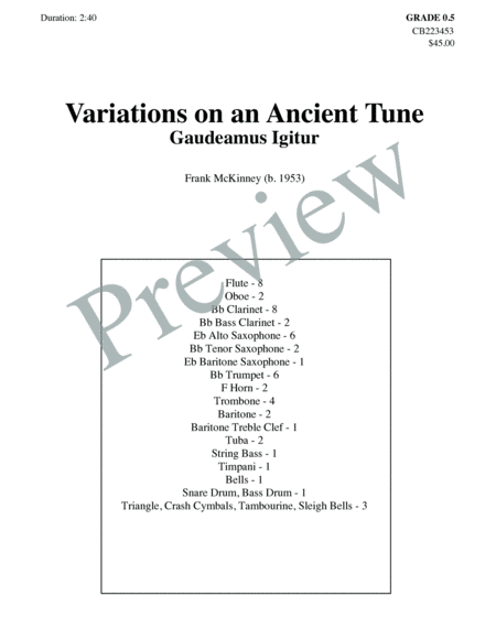 Variations on an Ancient Tune Gaudeamus Igitur