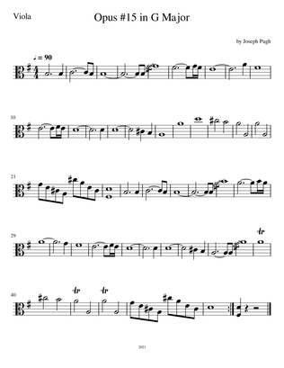 Opus #15 In G Major (for viola)