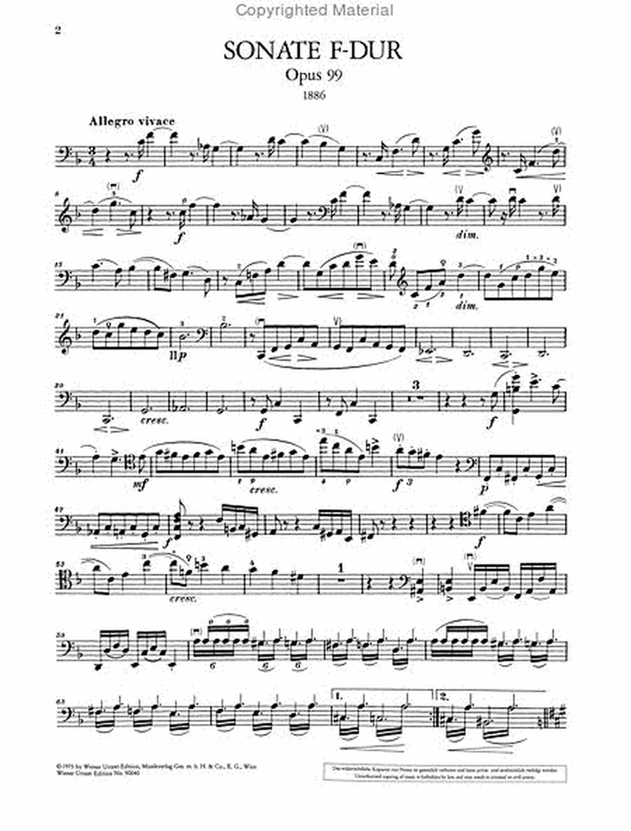 Sonata for piano and violoncello, F major, Op. 99
