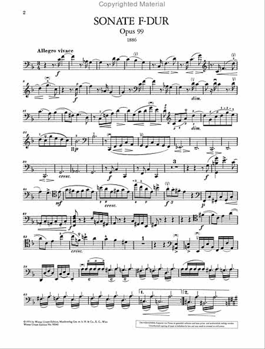 Sonata for piano and violoncello, F major, Op. 99 Piano scores gallery preview page 3