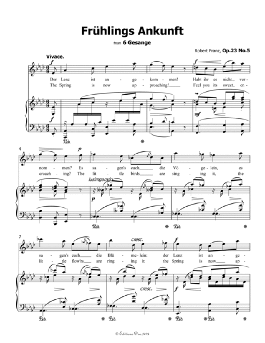 Fruhlings Ankunft, by Robert Franz, in A flat Major Voice scores gallery preview page 3