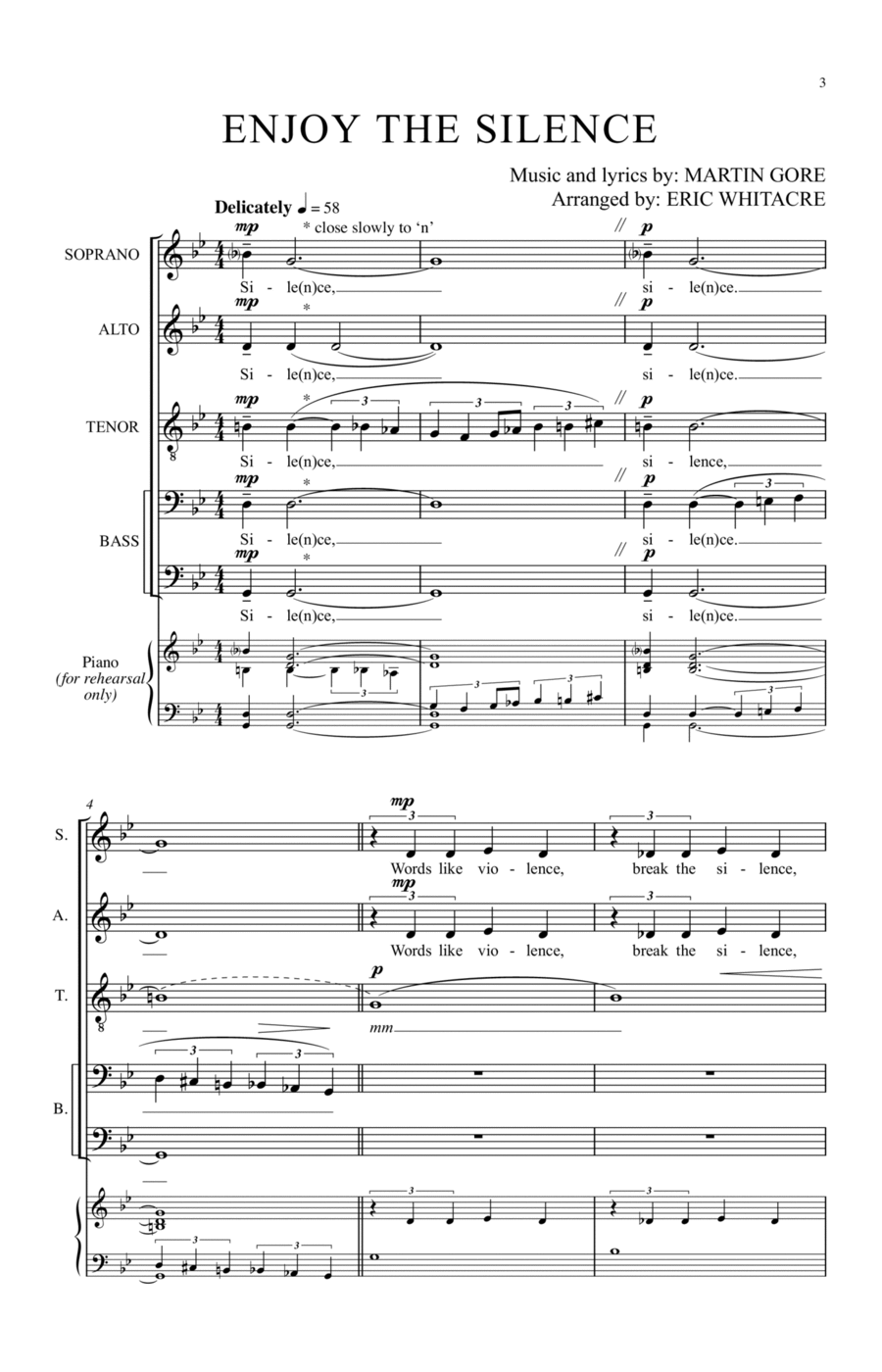Enjoy The Silence 4-Part scores gallery preview page 1