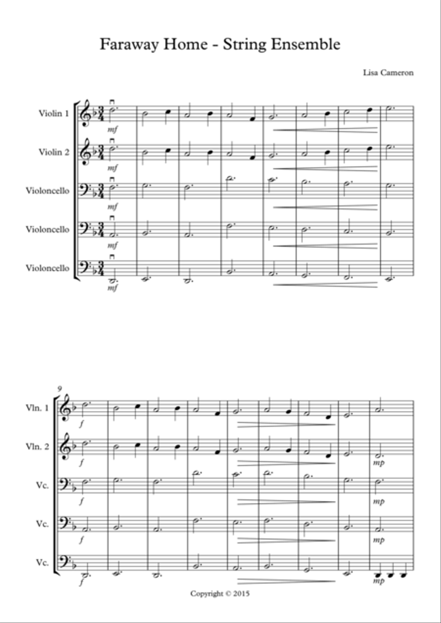 Faraway Home - String Quintet String Quintet scores gallery preview page 1
