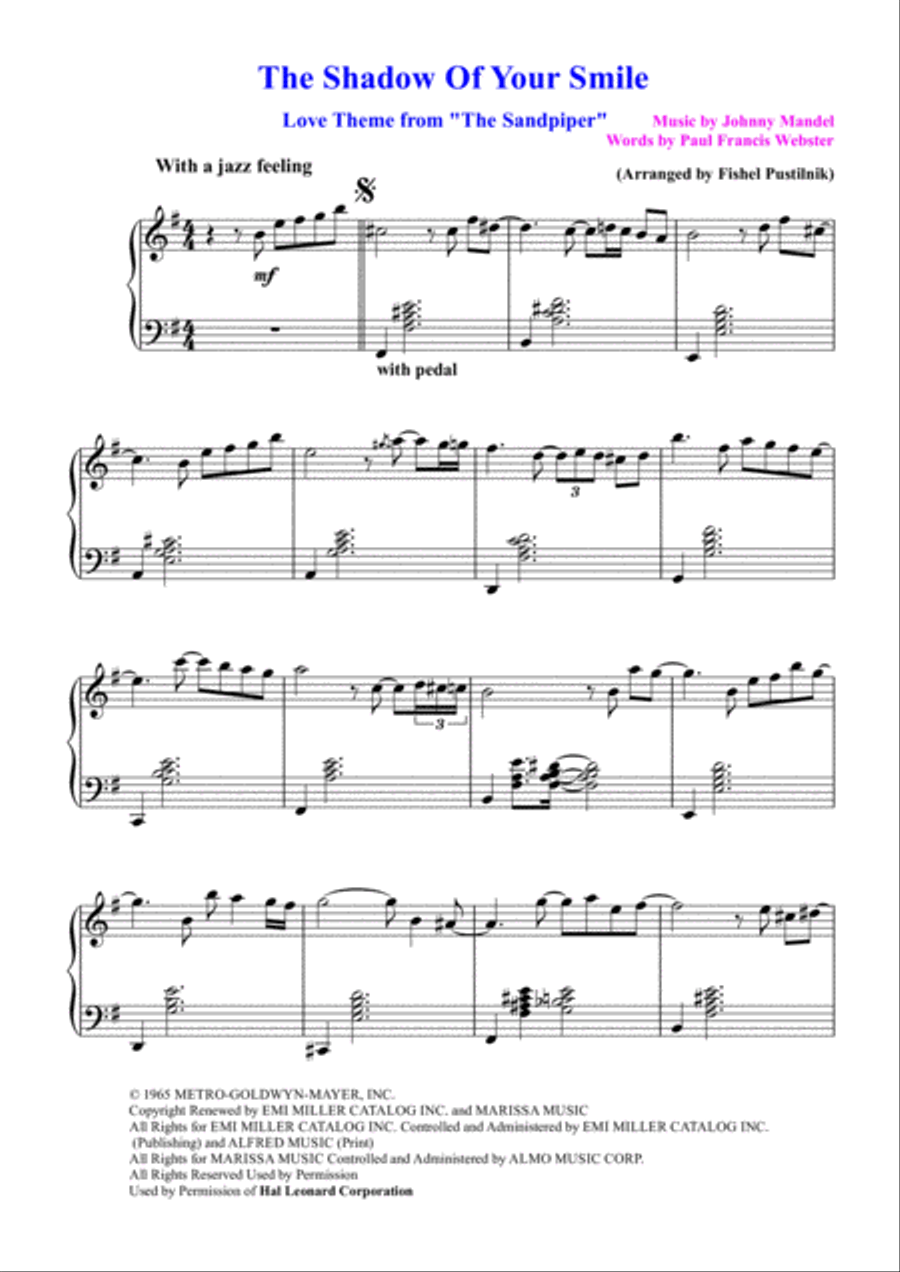 The Shadow Of Your Smile Piano Solo scores gallery preview page 2