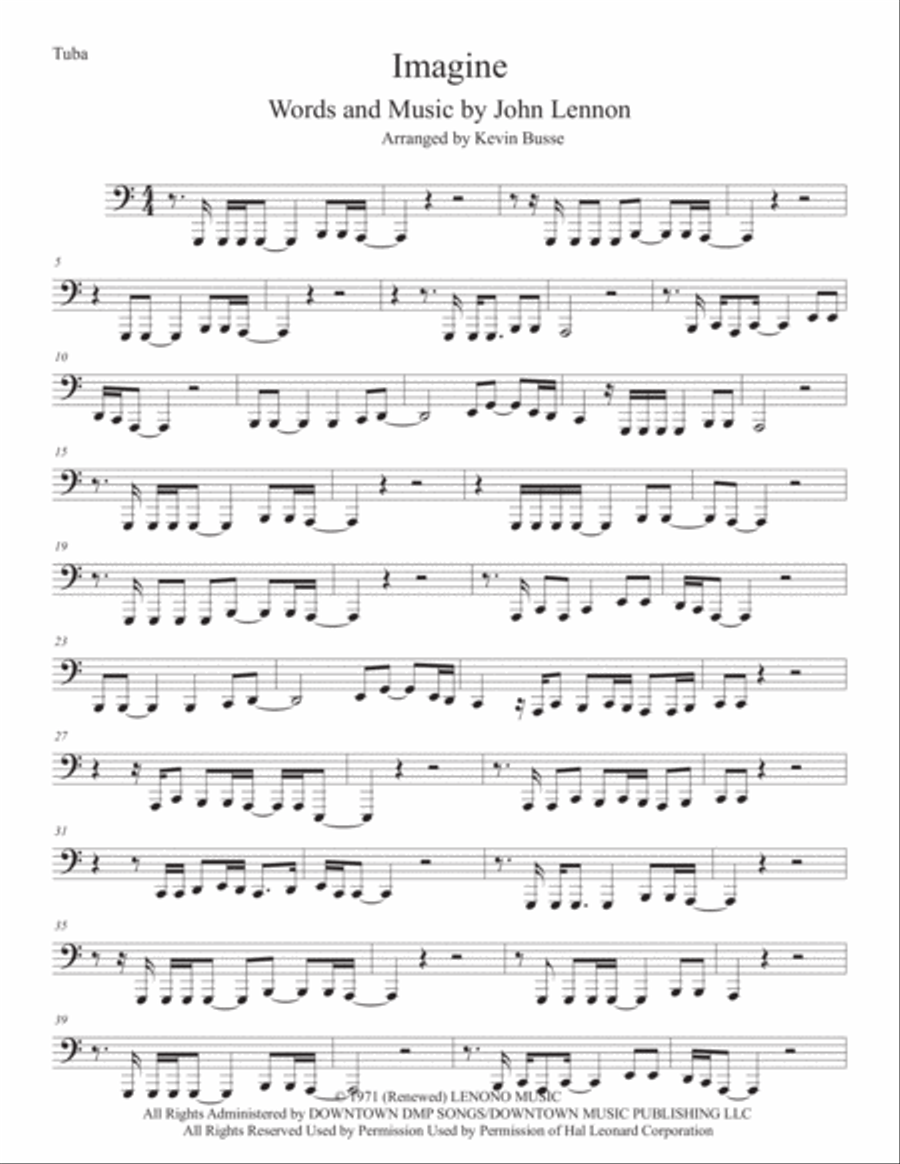 Imagine Imagine Tuba scores gallery preview page 1