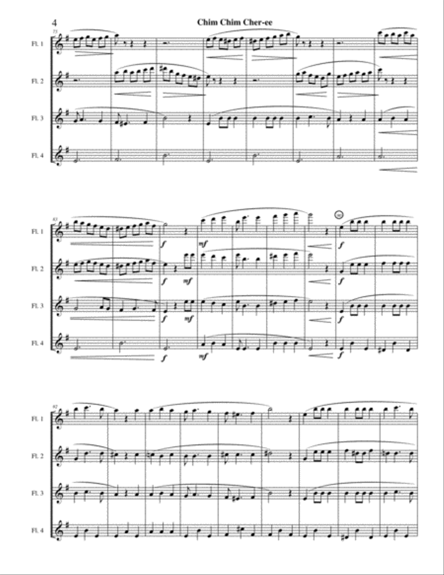 Chim Chim Cher-ee from Walt Disney's MARY POPPINS Woodwind Quartet scores gallery preview page 4