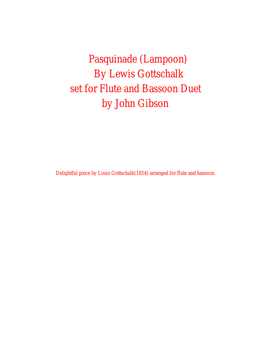 Pasquinade (Lampoon) by Gottschalk set for flute and bassoon duet Woodwind Duet scores gallery preview page 1