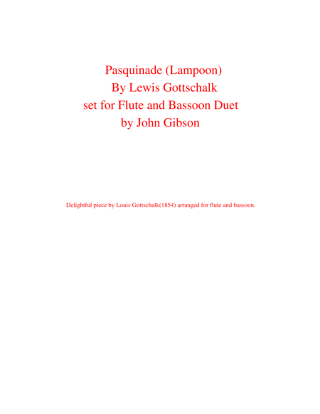 Pasquinade (Lampoon) by Gottschalk set for flute and bassoon duet image number null