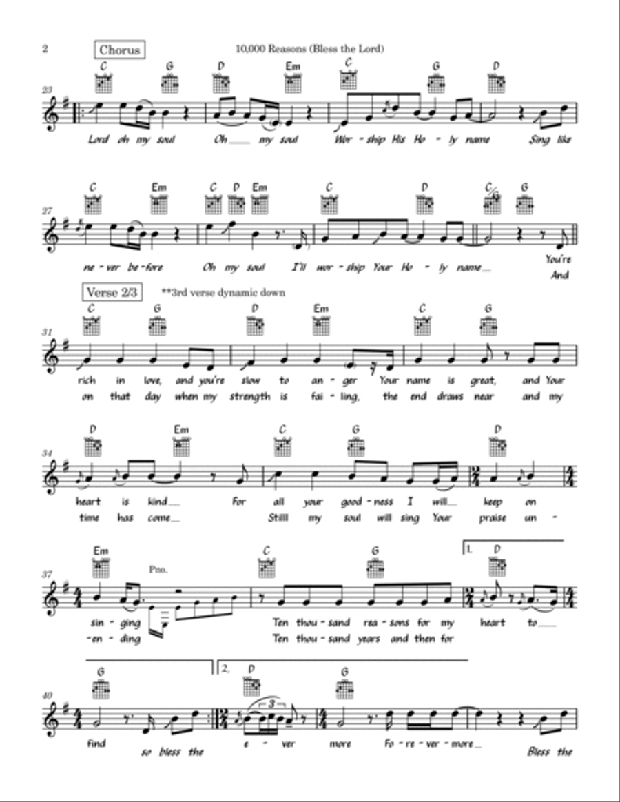 10,000 Reasons (bless The Lord) Guitar scores gallery preview page 2